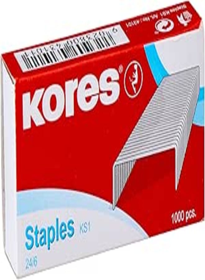 Kores 43101 staples 24/6, 1000 staples - silver
